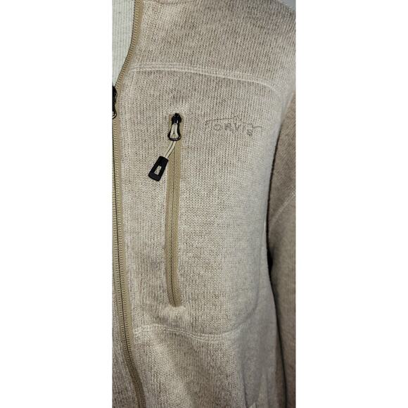 Orvis Trout Bum Mens Large Beige Full Zip Long Sleeve Outdoor Pockets Sweater - Picture 2 of 13